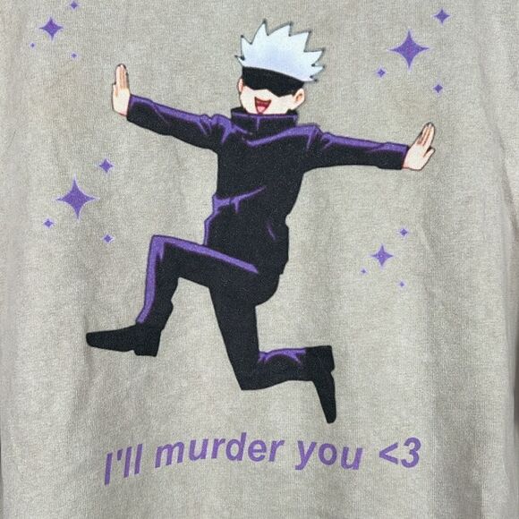 🔥🔥 CRAZYMONK Jujutsu Kaisen I'll Murder You Anime Oversize Japan T-Shirt Sz Lg - Picture 3 of 8